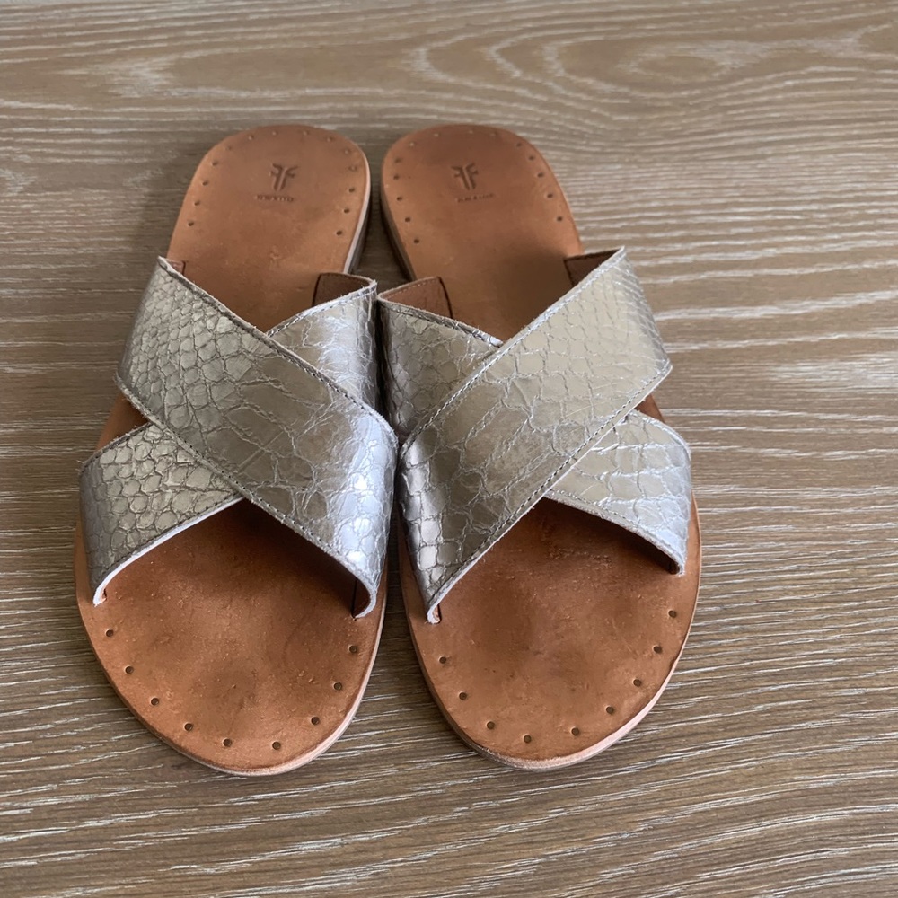 Frye Leather Slide On Sandals